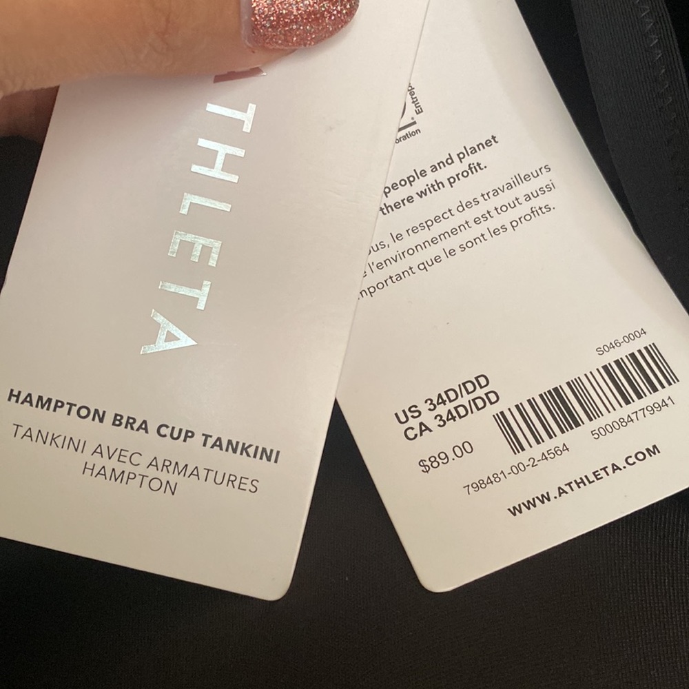 NWT Athleta Hampton Black Tankini Swim Top - Picture 7 of 8